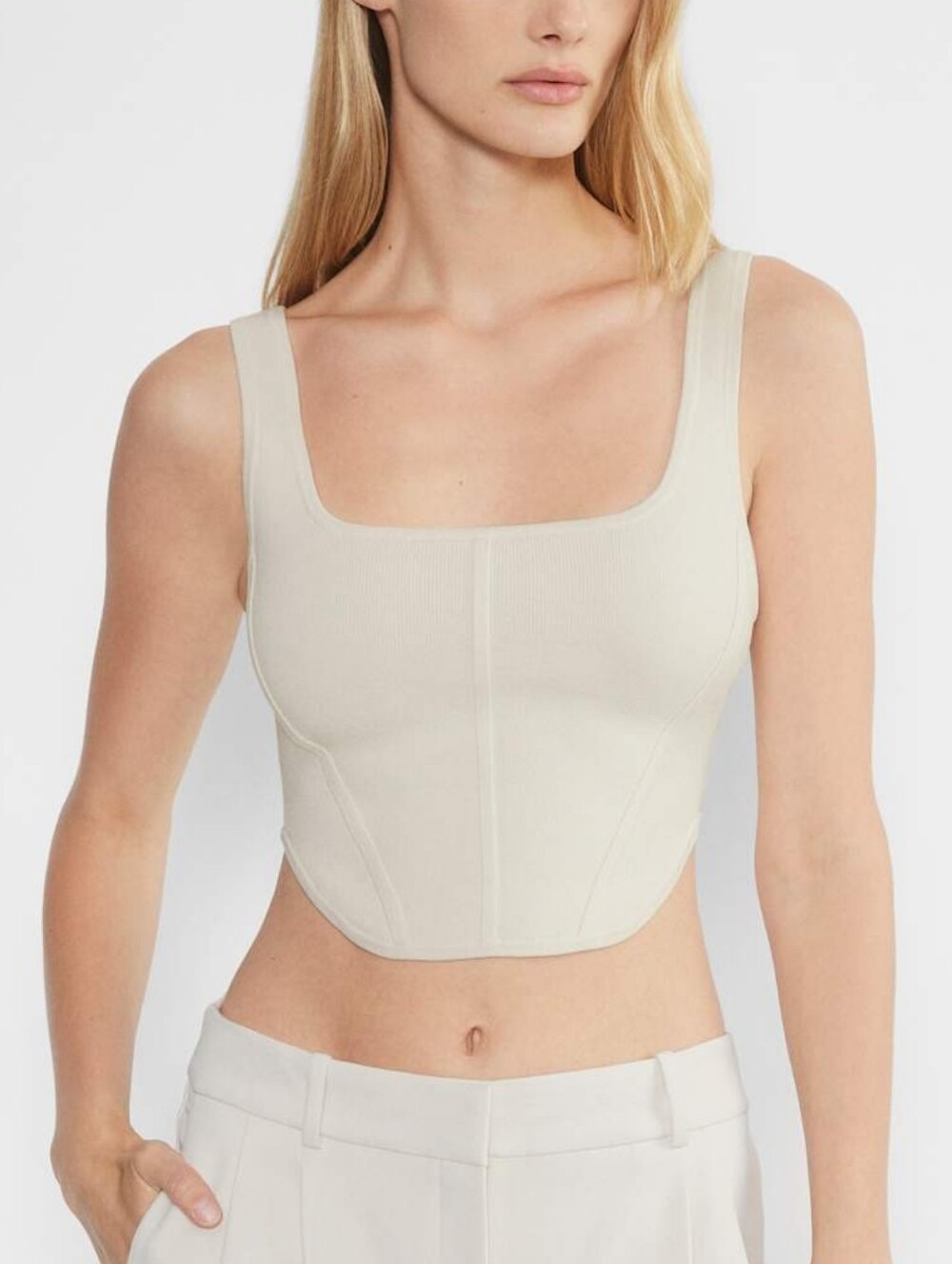 BABATON Aritzia Cream Sculpt Knit Bustier Tank
